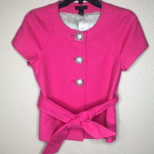J CREW Pink Jacket with Tie & Rhinestone Buttons